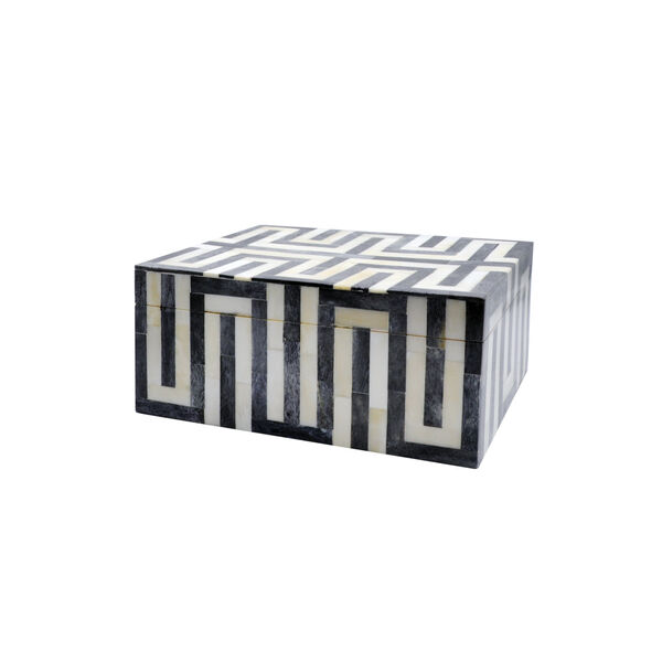 Dark Gray and White 9-Inch Geometric Decorative Box, image 2